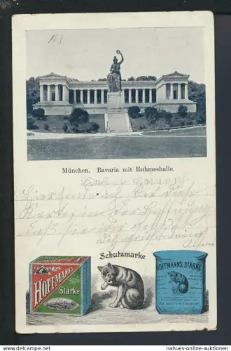 Ansichtskarte München Bayern Bavaria mit Ruhmeshalle Reklame Ansbach 1898