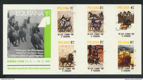 Briefmarken Polen Europa Tiere Pferde 1981 Equitana Essen Deutschland