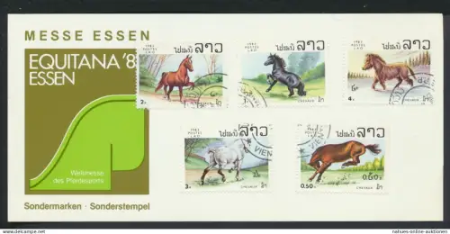 Briefmarken Laos Übersee Tiere Pferde 1983 Equitana Weltmesse Essen Deutschland