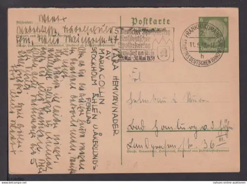 Deutsches Reich Brief SST Großdeutscher Apothekentag 1938 Frankfurt Hessen t