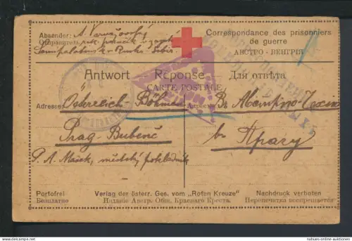 Kriegsgefangenenpost Russland 1917 Stempel Zensur Abteilung Wien Prag Böhmen