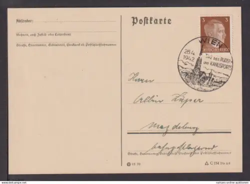 Ostmark Österreich Sport Wassersport Deutsches Reich Brief selt SST Wien Tag des