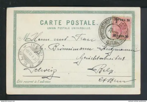 Österreich österr. Post Levante Ansichtskarte Constantinopel 1915 Bern Schweiz
