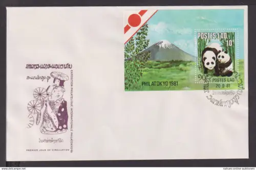 Briefmarken Laos Übersee Brief Block 1981 Pandas