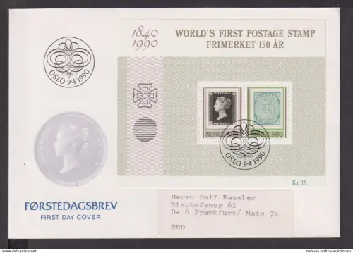 Briefmarken Norwegen Europa Brief Block 1990 Frimerket 150 Jahre