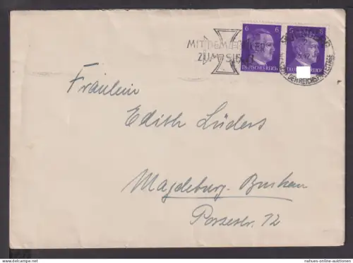 Deutsches Reich Brief selt. SST Mit dem Führer zum Sieg 1942 Nürnberg Bayern