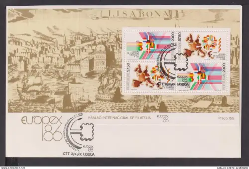 Briefmarken Portugal Europa Brief Block 1986 Intern. Briefmarkenausstellung