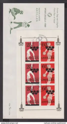 Briefmarken Niederländische Antillen Übersee Brief Block 1980 Sport
