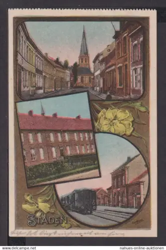 Ansichtskarte Staden Belgien Bahnhof Eisenbahn Feldpost 1915 Leipzig Sachsen
