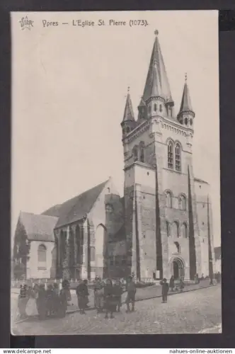 Ansichtskarte Ypres Belgien Kirche St Pierre Feldpost 1915 Leipzig Sachsen