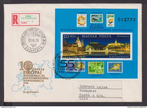 Briefmarken Ungarn Europa Brief Block 1982 10 Jahre Euopäische Konferenz