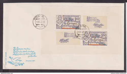 Briefmarken Tschoslowakei Europa Brief Block 1977 Europäische Zusammenarbeit