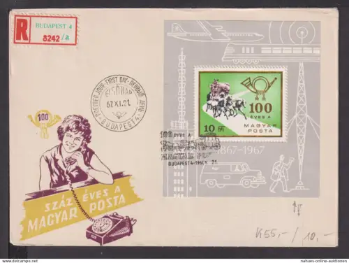 Briefmarken Ungarn Europa Brief Block 1967 Ungarische Post 100 Jare