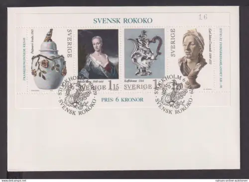 Briefmarken Schweden Europa Brief Block 1979 Schwedisches Rokoko