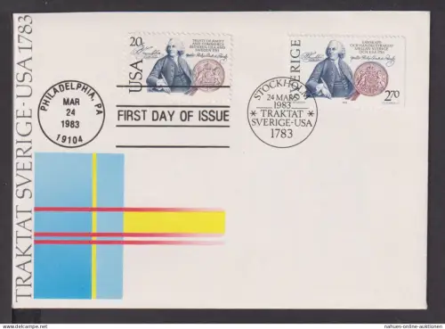Briefmarken Schweden Europa USA Brief 1983 Traktat Schweden USA 1783