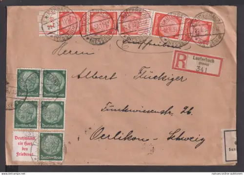 Bahnpost Deutsches Reich R Brief Hindenburg teils Zusammendruck + Randstreifen