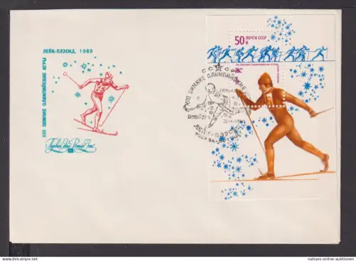 Sport Olympia Briefmarken Russland Europa Brief Block 1980 Olymiade Skilanglauf