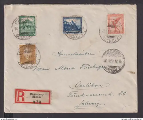 Deutsches Reich Brief MIF Nothilfe Flugpost Ebert Magdeburg Buckau Oerlikon