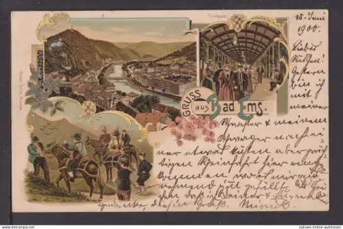 Ansichtskarte Bad Ems Rheinland-Pfalz Litho 1900 Pfeddersheim