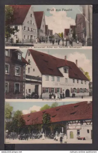 Ansichtskarte Feucht Bayern Gasthaus zum schwarzen Adler 1920 Marburg Hessen