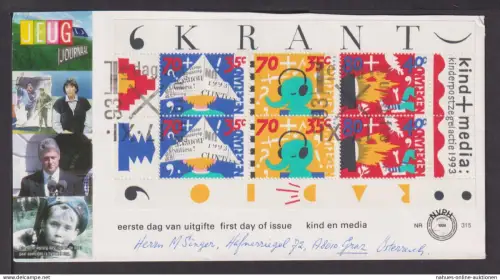 Briefmarken Niederlande Europa Brief Block 1993 Kinderpost Zegelactie