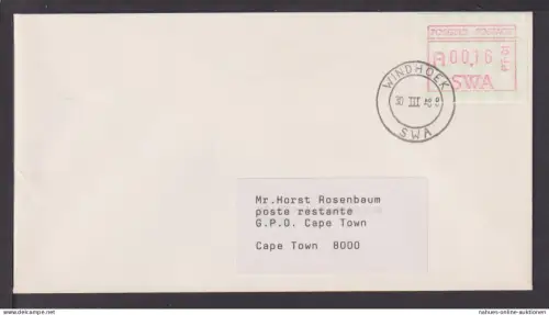 Südafrika Afrika Brief ATM Automatenmarken Windhoek Cape Town