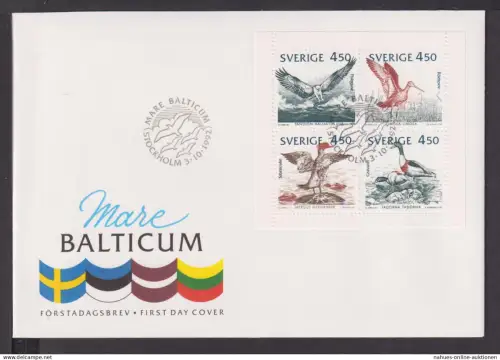 Briefmarken Schweden Europa Brief Block 1992 Ostsee Vögel