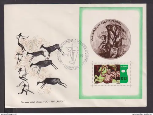 Briefmarken Polen Europa Brief Block 1970 Olympia