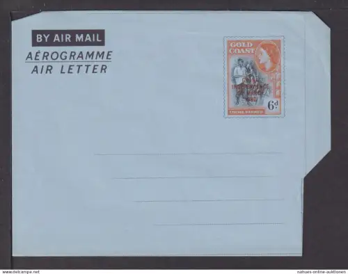 Flugpost airmail Goldküste Britisch Kolonen Aufdruck Ghana Ganzsache Aerogramm