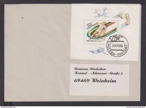 Sport Olympia Briefmarken Russland Europa Brief Block 1988 Olymiade Fußball