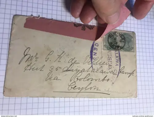 Natal Afrika Victoria Zensur Ganzsache Alawa Camp Ceylon Duran via Greytown und