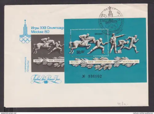 Sport Olympia Briefmarken Russland Europa Brief Block 1980 Olymiade Fünfkampf
