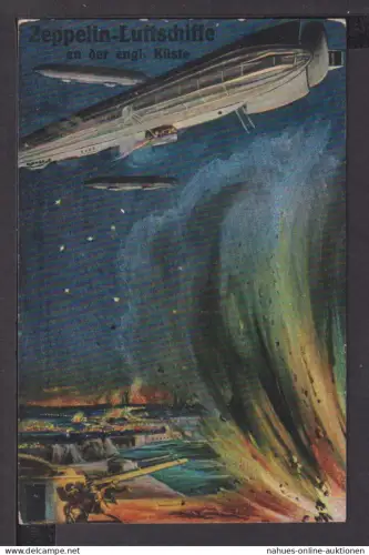 Ansichtskarte 1. Weltkrieg Zeppelin Lufschiffe Feldpost 1916 Weißenburg Bayern