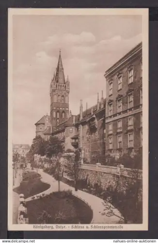 Ansichtskarte Königsberg Ostpreußen Ostgebiete Schloss und Schlosspromenade