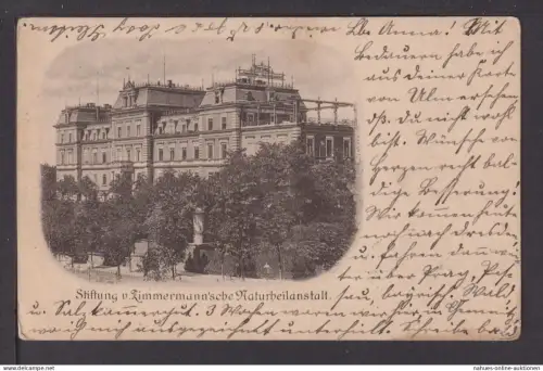 Ansichtskarte Chemnitz Sachsen Zimmermann Naturheilanstalt 1898 München Bayern