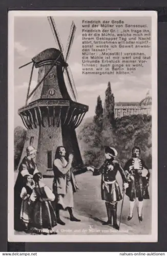 Ansichtskarte Adel Monarchie Friedrich der Große und der Müller von Sanssouci