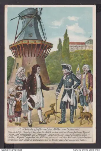 Ansichtskarte Adel Monarchie Friedrich der Große und der Müller von Sanssouci