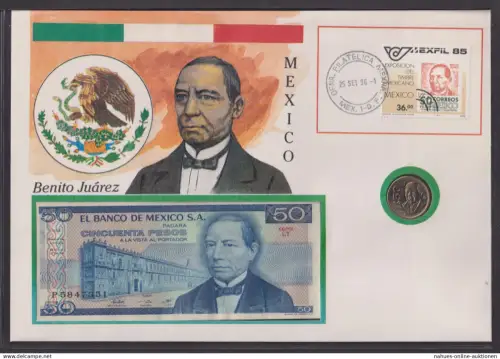 Geldschein Banknote Banknotenbrief Mexiko Südamerika exotisches Motiv