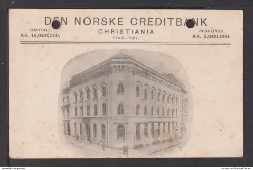 Norwegen Reklame Privatganzsache Den Norske Creditbank Christiania Mängel