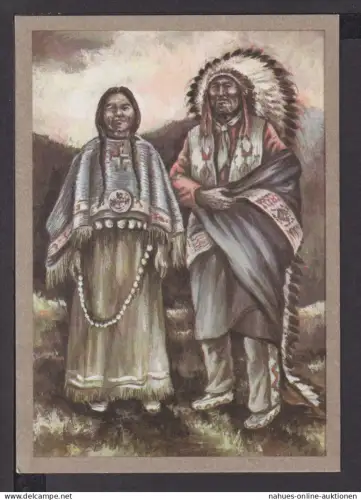 Ansichtskarte Indianer Paar um 1900