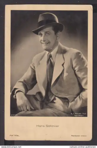 Ansichtskarte Autogrammkarte Hans Söhnker Schauspieler Schauspielerei Kino