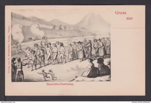 Ansichtskarte Künstlerkarte Bozen Italien Bauernhochzeitszug Landwirtschaft