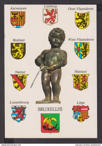 Ansichtskarte Brüssel Belgien Manneken Pis mit Wappen der Provinzen