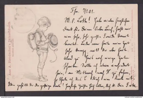 Ansichtskarte Künstlerkarte A. Hendschel Skizzenbuch Vergebliches Bemühen