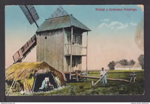 Ansichtskarte Windmühle Polen Feldpost 1916 Oberbetschorf Elsass Frankreich
