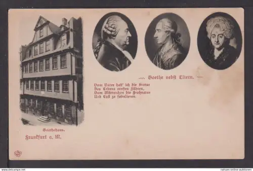 Ansichtskarte Künstler Goethe nebst Eltern Frankfurt Hessen Goethehaus