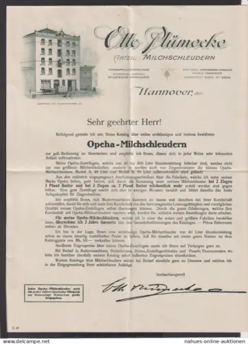 Plümecke Hannover shr schön illustirierte alte Reklame Brief Milchschleudern