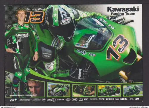 Ansichtskarte Motorrad Rennen Anthony West Kawasaki Racing Team