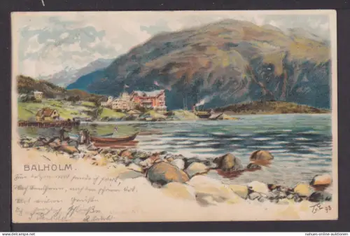 Ansichtskarte Balholm Norwegen 1898 Bensheim Hessen