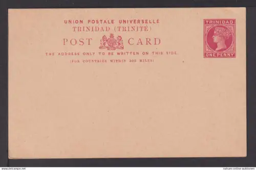 Sansibar Britische Kolonien Karibik Ganzsache Postkarte 1 P. Queen Victoria rot